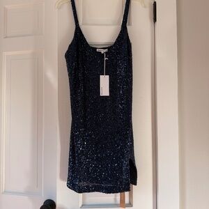 Reformation navy sequin Jimmy dress NWT